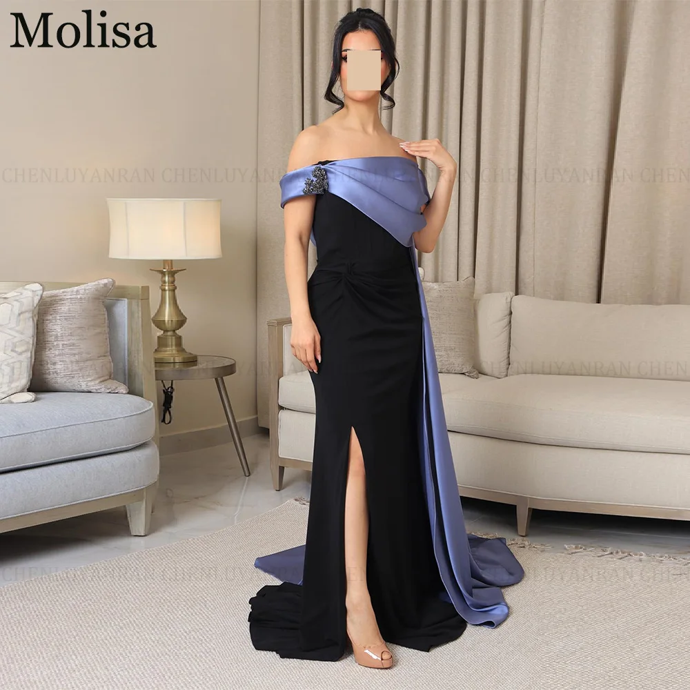 MOLISA Fashion Formal Occasion Dresses 2024 Mermaid Off the Shoulder Pleated Party Dress Front Split Evening Gown فساتين الحفلات