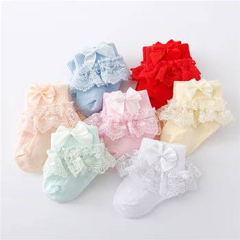 Lawadka 0-24Month Newborn Baby Socks For Girls Cotton Lace Infant Girls Sock Princess Bow…