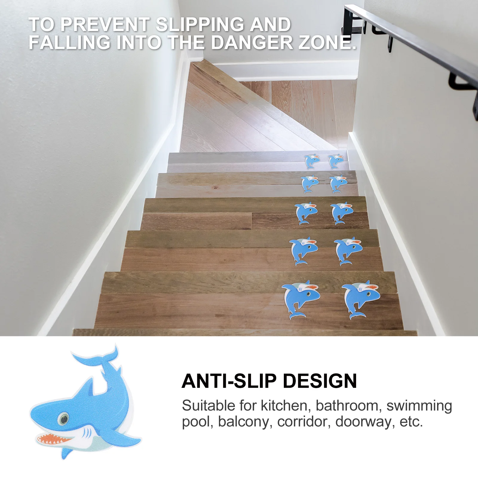 

5Pcs Non-Slip Frosted Bathroom Stickers Peva Adhesive Shark Bathtub Decals Decorative Marine Organism Shape Anti-Slip Floor