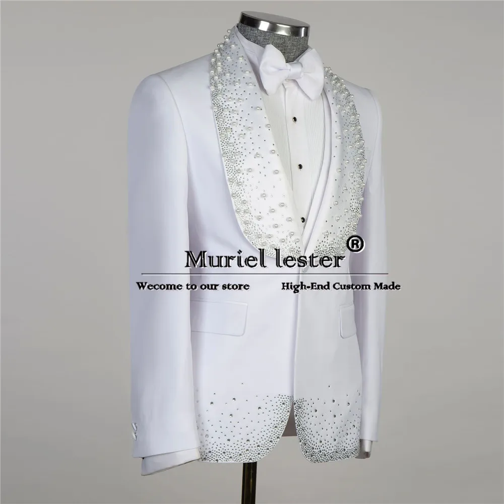 Latest Design Business Suits Double Breasted Jacket Pants 2 Pieces Male Clothing Formal Party Prom Blazer Groom Wedding Tuxedo