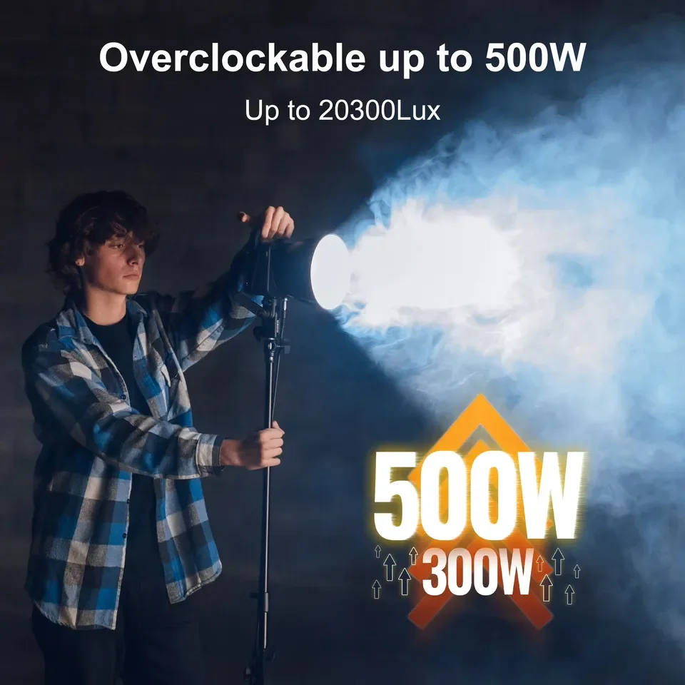 For ZHIYUN MOLUS G300 300W COB LED Photography Lighting Video 2700K-6500K Overclockable to 500W APP Control Light