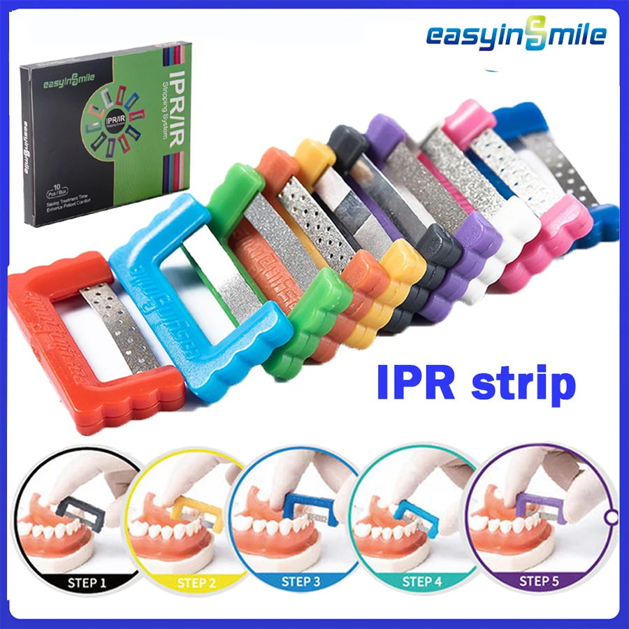 EASYINSMILE Dental Orthodontic IR/IPR Reduction Strip Kits Interproximal Enamel Strips Polishing Serrated Saw 10Pcs