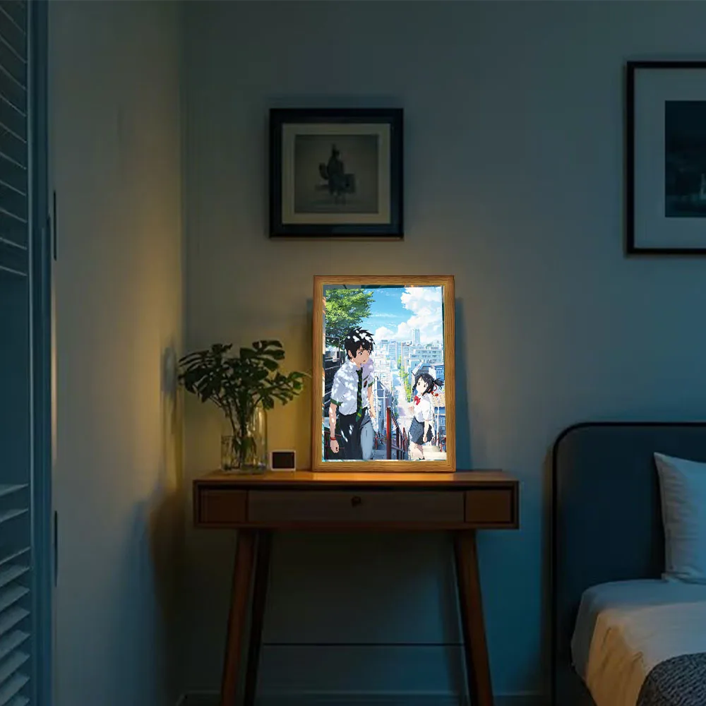Bingkai Lukisan Anime Lampu Malam Led Lampu Meja Baru Steker Usb dengan Dekorasi Rumah Anak-anak untuk Hadiah Liburan Ulang Tahun