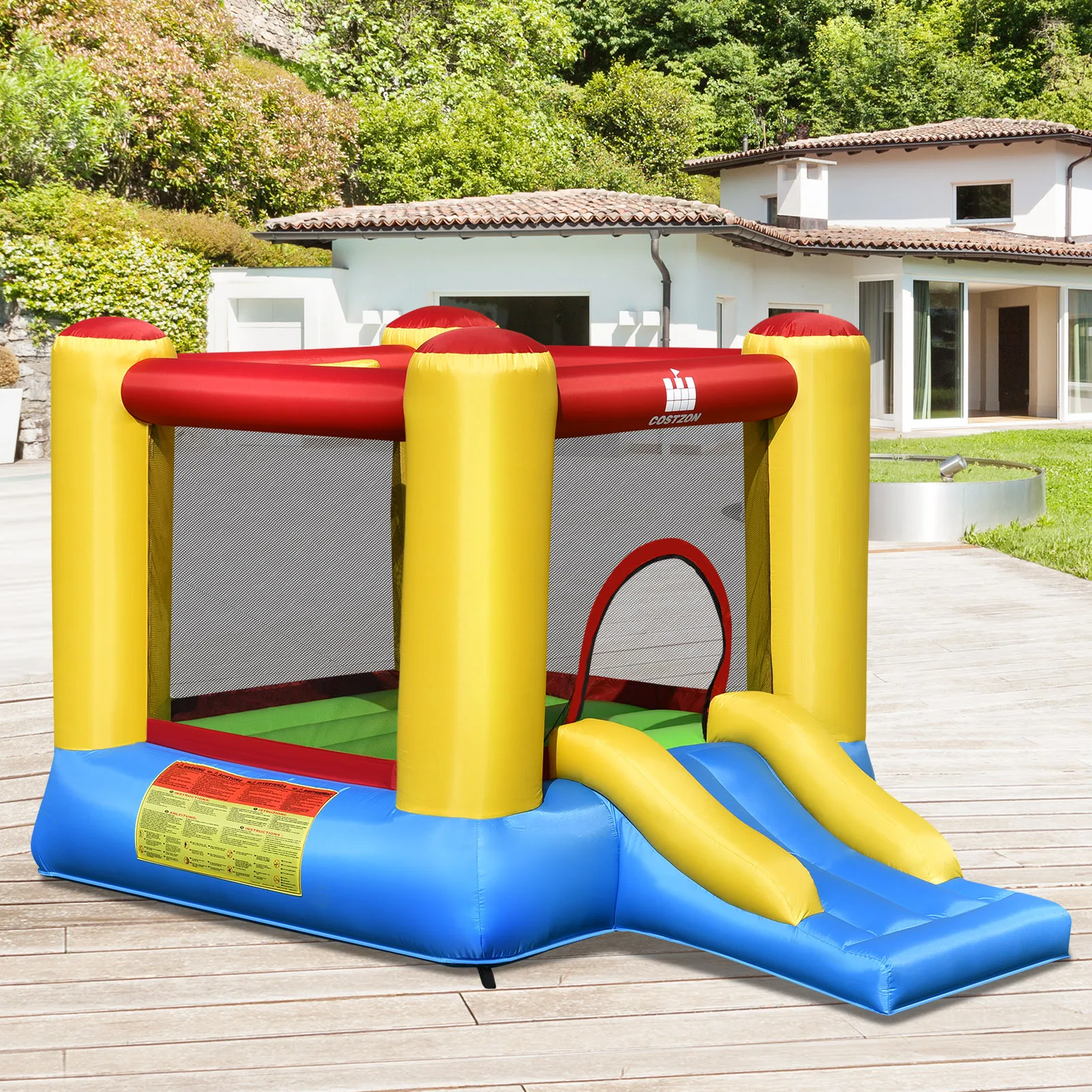 Costzon nadmuchiwany bramkarz Kids Bounce House zamek do skakania zjeżdżalnia z dmuchawą 480w