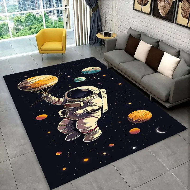 Cartoon Astronaut Spaceman Planet Large Area Rug Non-slip Carpet for Bedroom Living Room Sofa Doormat Home Decor Floor Mat Gift