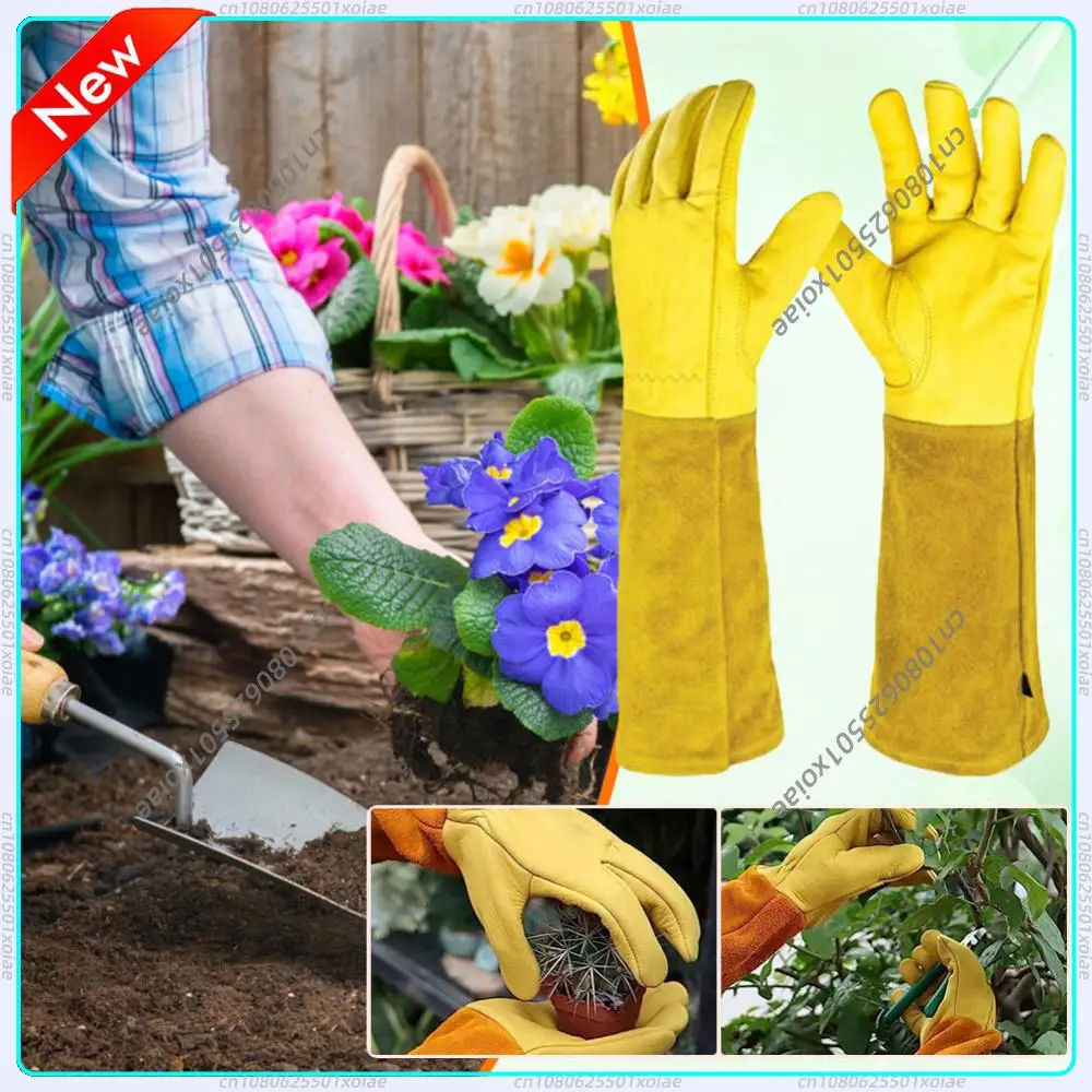 

Пара длинных перчаток для обрезки роз с защитой от шипов и кожаной защитой предплечий, рабочие садовые перчатки, лучший подарок для садовода