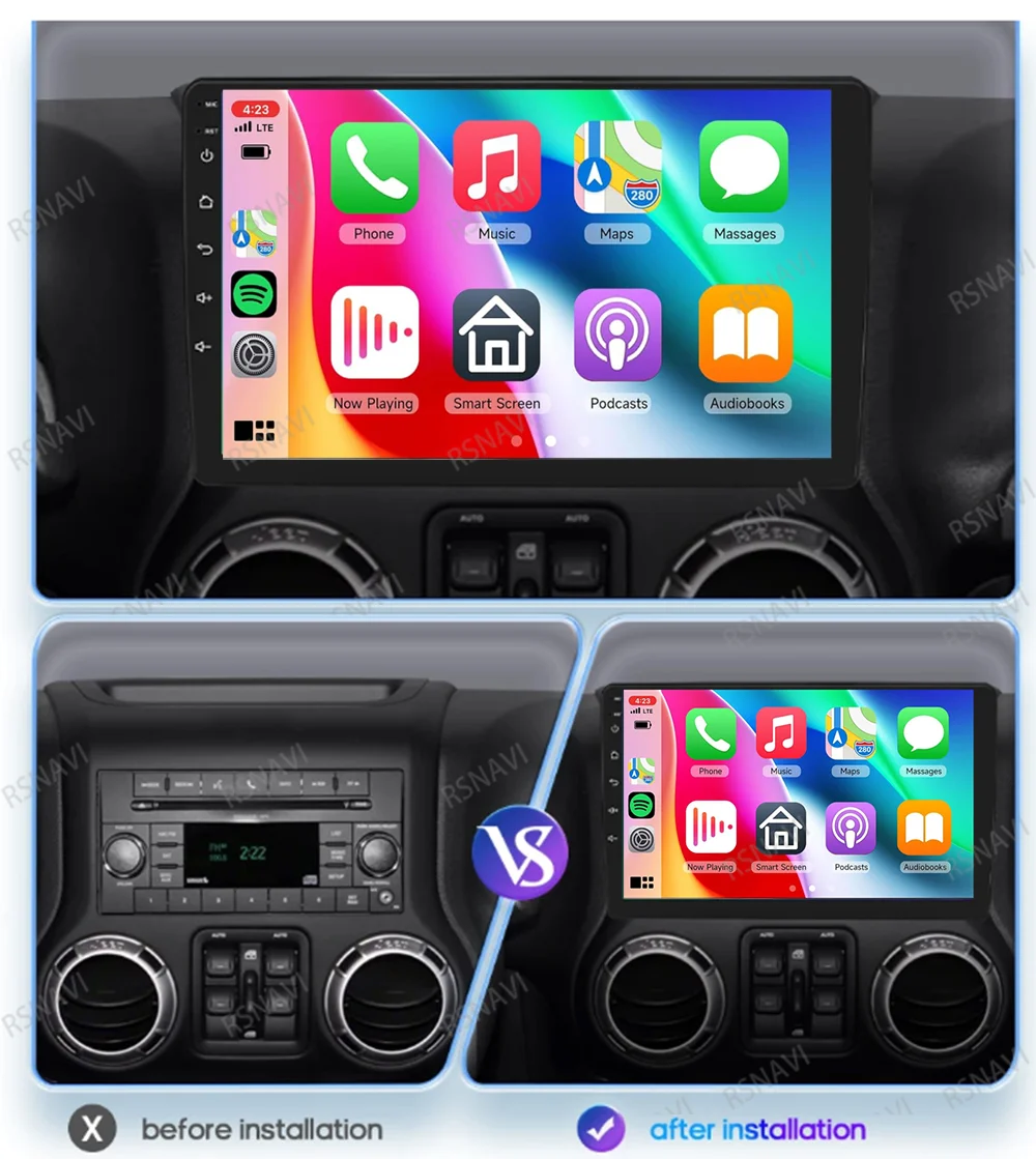 Android 15 Autoradio Für Jeep Wrangler 3 JK 2007-2018 Head Unit Drahtlose Carplay Auto GPS QLED DVD Multimedia navigation BT – Detail 4