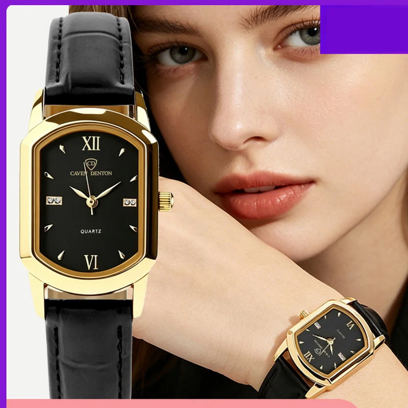 Women Korean Ins Style Quartz Watch Retro Literary Roman Numerals Leather Strap Simple Fresh Mori Girl Wristwatch Student Daily