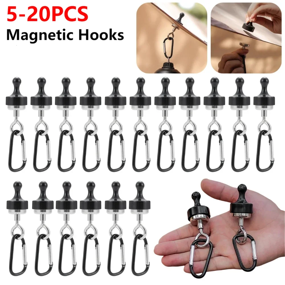 

1-20PCS Strong Keychain Outdoor Tent Canopy Carabiner Camping Light Hook Magnet Bearing Hanger D Type Lock Buckle