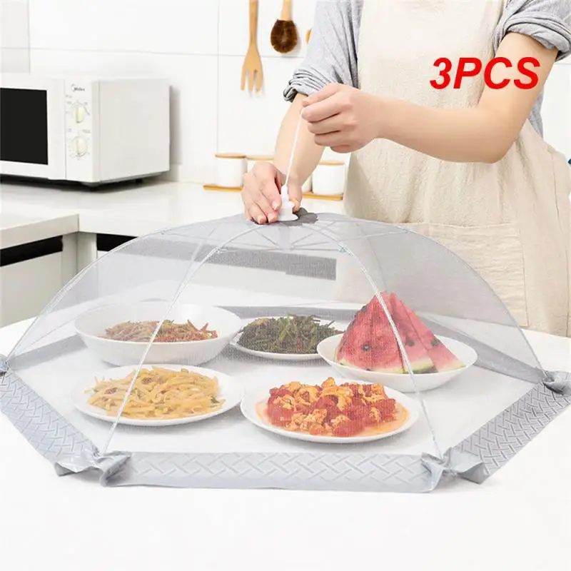 

3PCS Foldable Food Hood Microporous Breathable Household Shrink Freely Anti-fly And Insect Bold Skeleton Suspendable