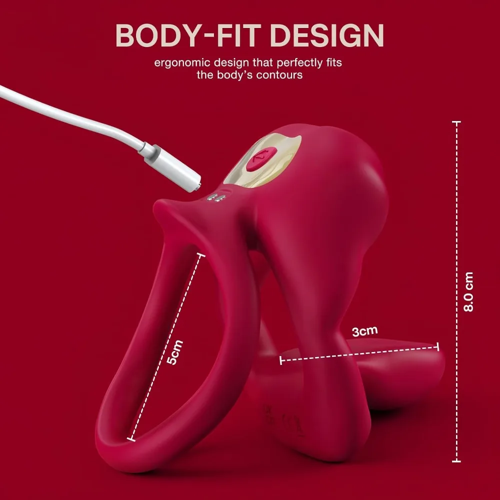 Vibrating Cock Ring Flexible Tongue Vibrator Dual Penis Ring with Mouth-Shape Clitoral Stimulator App Control Couples Sex Toys view 6