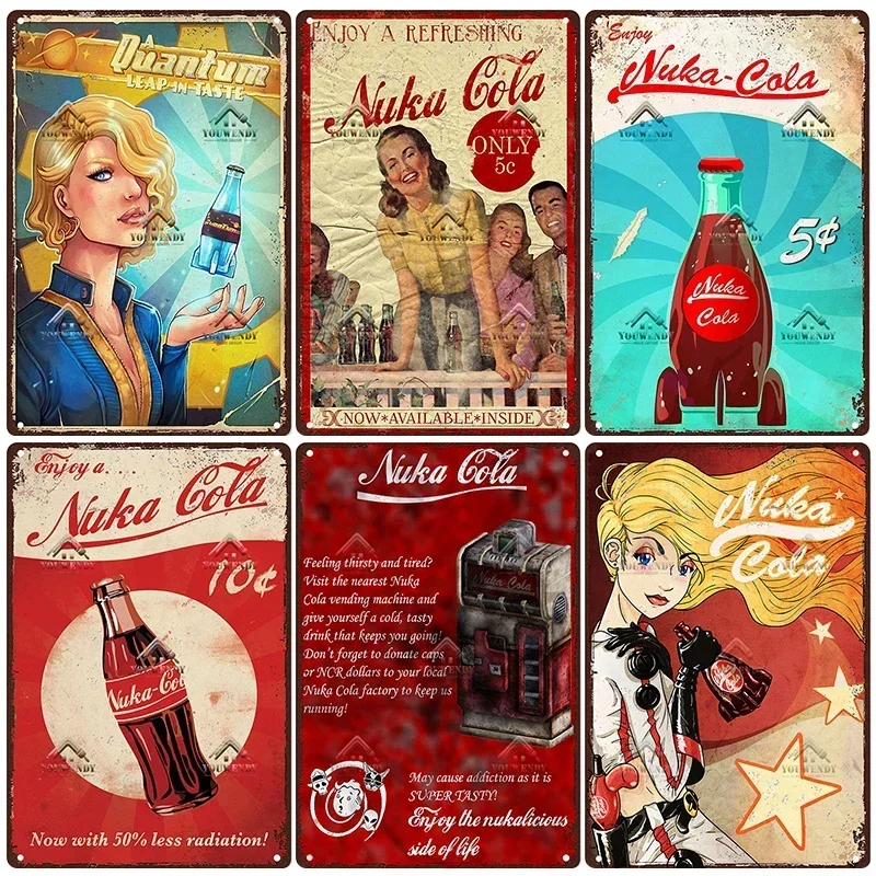 Nuka Cola Drink Posters Game Metal Sign Retro Plaque for Bar Pub Club Man Cave Vintage Wall Decor