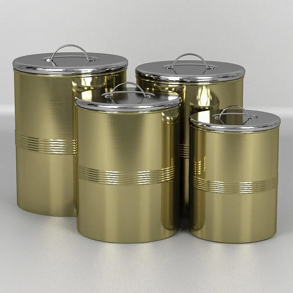 Gold-Plated Stainless Steel Canister with Elegant Finish