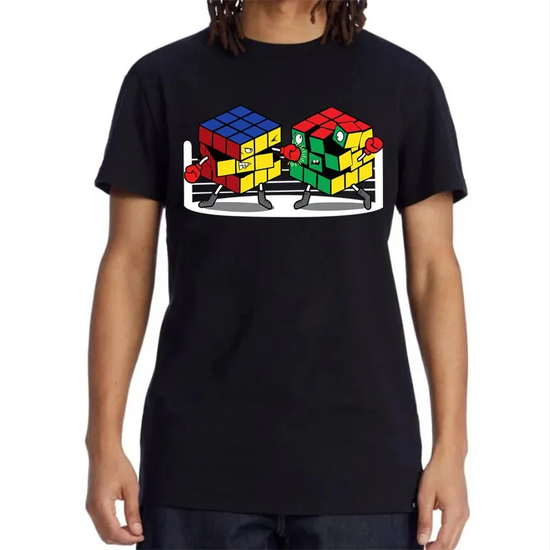 O-neck T-shirt Casual Hip Hop T-shirt for Men Tees Men's High Quality100% Cotton Short Sleeve Funny Rubik's Cube Printing