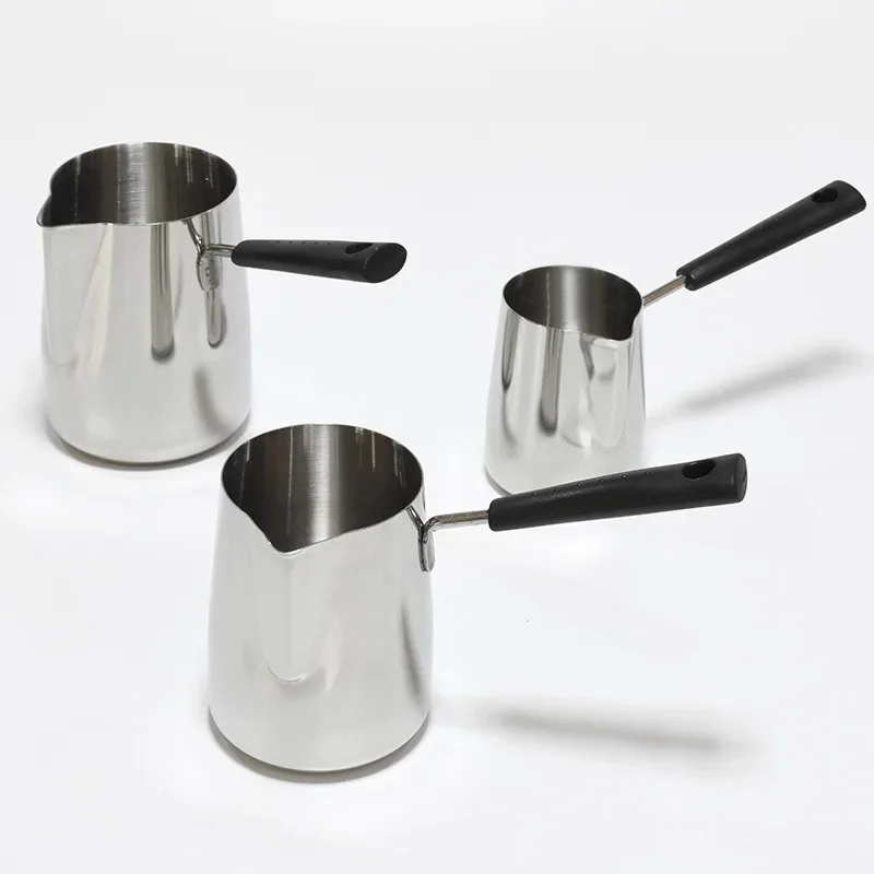 Stainless Steel Handle DIY Metal Coffee Toroid Pitcher Latte Jug Restaurant Daily Latte Coffee Cup V-shaped Mouthed Milk Cup