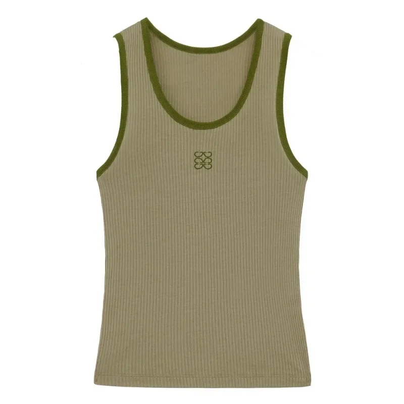 2024 Summer New Women's Fashion Luxury Sweatshirt U-neck Sleeveless Embroidered T-shirt Logo