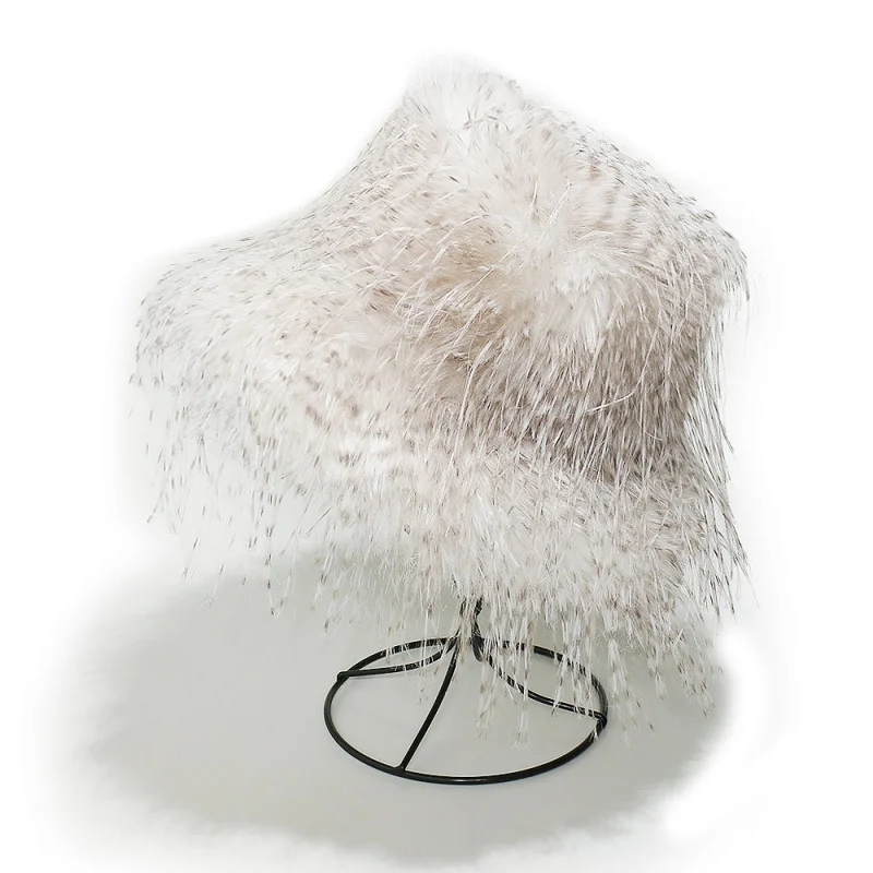 

Зимняя женская шапка с имитацией страусиных и перьевых перьев, теплая, ветрозащитная, с поясом на талии