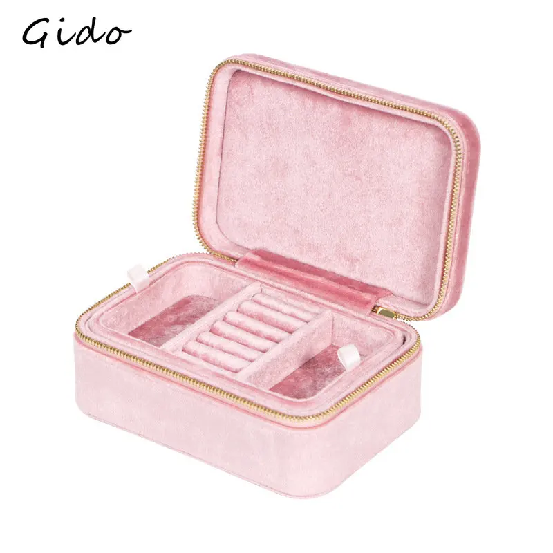 

Flannelette Ring Holder Jewelry Box Wholesale Double Layer Girls' Storage Box Packaging for Small Businesses