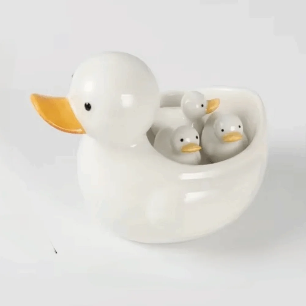 Creative Ceramic Chopstick Stand Cartoon Cute Duck Chopstick Holder Hand-painted Duck Shape Writing Brush Pen Holder