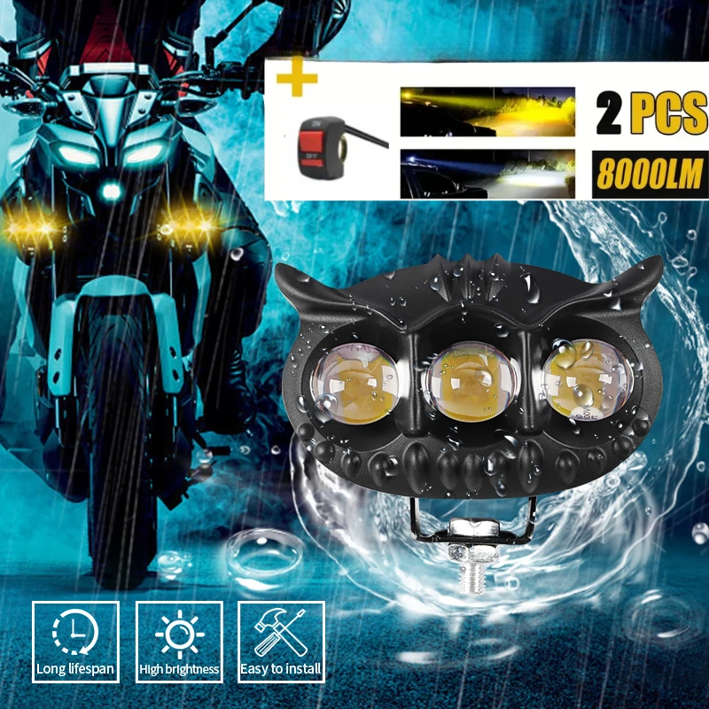 

Design Head Light Headlights with Control Motorcycle LED Auxiliary ATV Scooter Driving for Racer Spotlight Faros Led Para Motos