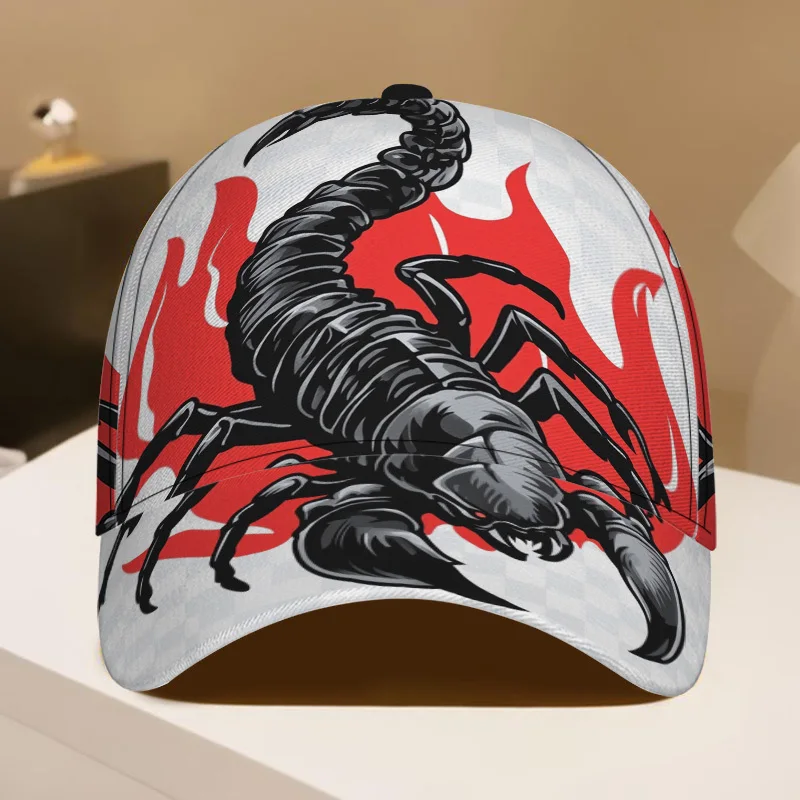 Scorpion with Flames Print Classic Baseball Cap Adjustable Structure Unisex Simple Chic Perfect for Daily Life Shopping Strolls