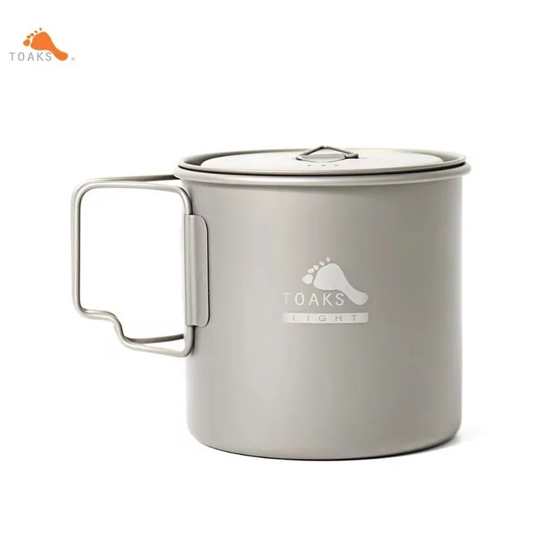 TOAKS 650ml Garnek Tytanowy Kubek Ultralekka zastawa stołowa na zewnątrz Kubek kempingowy Sprzęt kempingowy POT-650-L