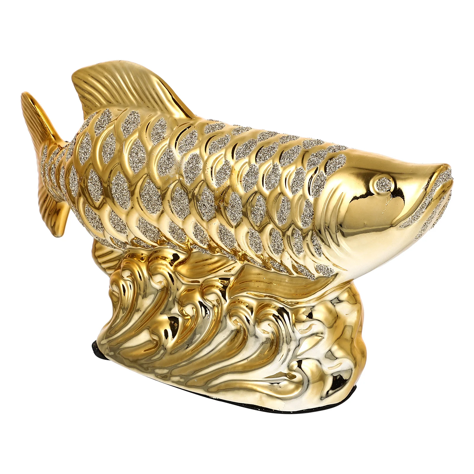 

1Pcs Gold Dragon Fish Ceramic Craft Adornment Creative Fish Shaped Desktop Ornament Unique Indoor Tabletop Decor