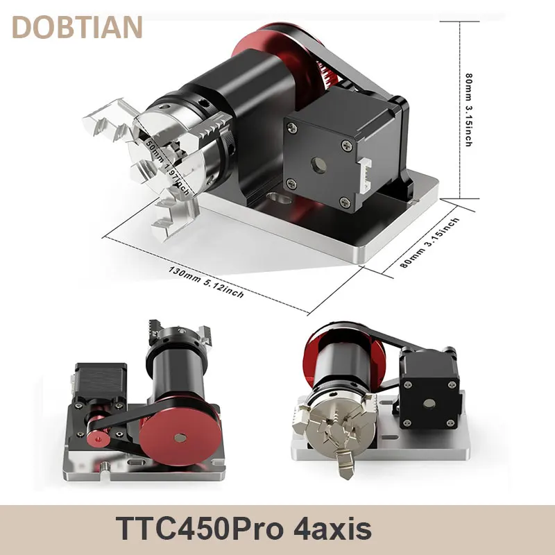

CNC 4th Axis Rotary Axis For TTC450 CNC Milling Machine 3-Jaw Chuck Structure Rotary Axis Clamp Diameter 4-60mm
