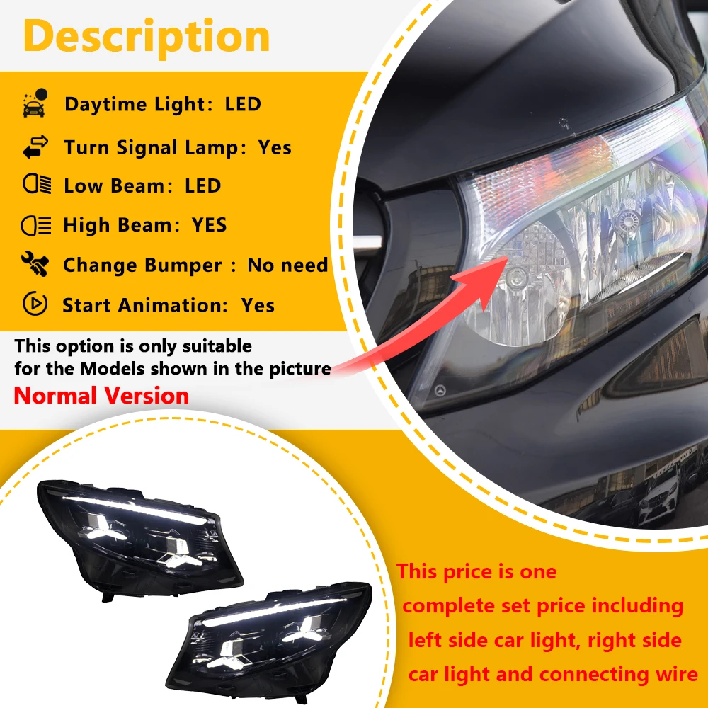 Auto LED projectorlens koplampunit voor Benz Vito Metris W447 2016-2023 Upgrade Nieuwe Stijl Starteffect Plug and Play