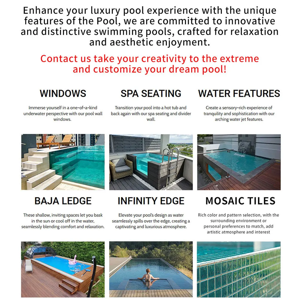 Hinterhof, kleine Größe, Fiberglas, 4 Meter über dem Boden, Mini-Heim-Schwimmbecken für Erwachsene im Freien