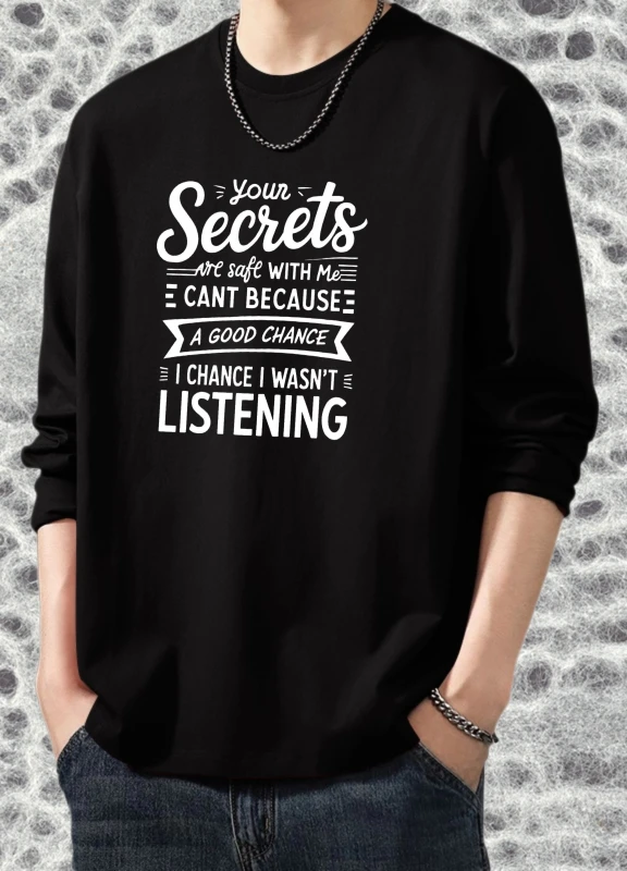 

Мужская осенняя футболка Bsketball, повседневная футболка с длинными рукавами и графическим рисунком Your Secrets, базовая футболка с принтом в стиле Харадзюку, удобная Harajuku