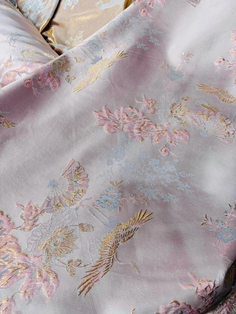 Pink Brocade Jacquard Fabric for Skirt Clothing Handmade Design Fabrics Wholesale Polyester Diy Sew Cloth Material