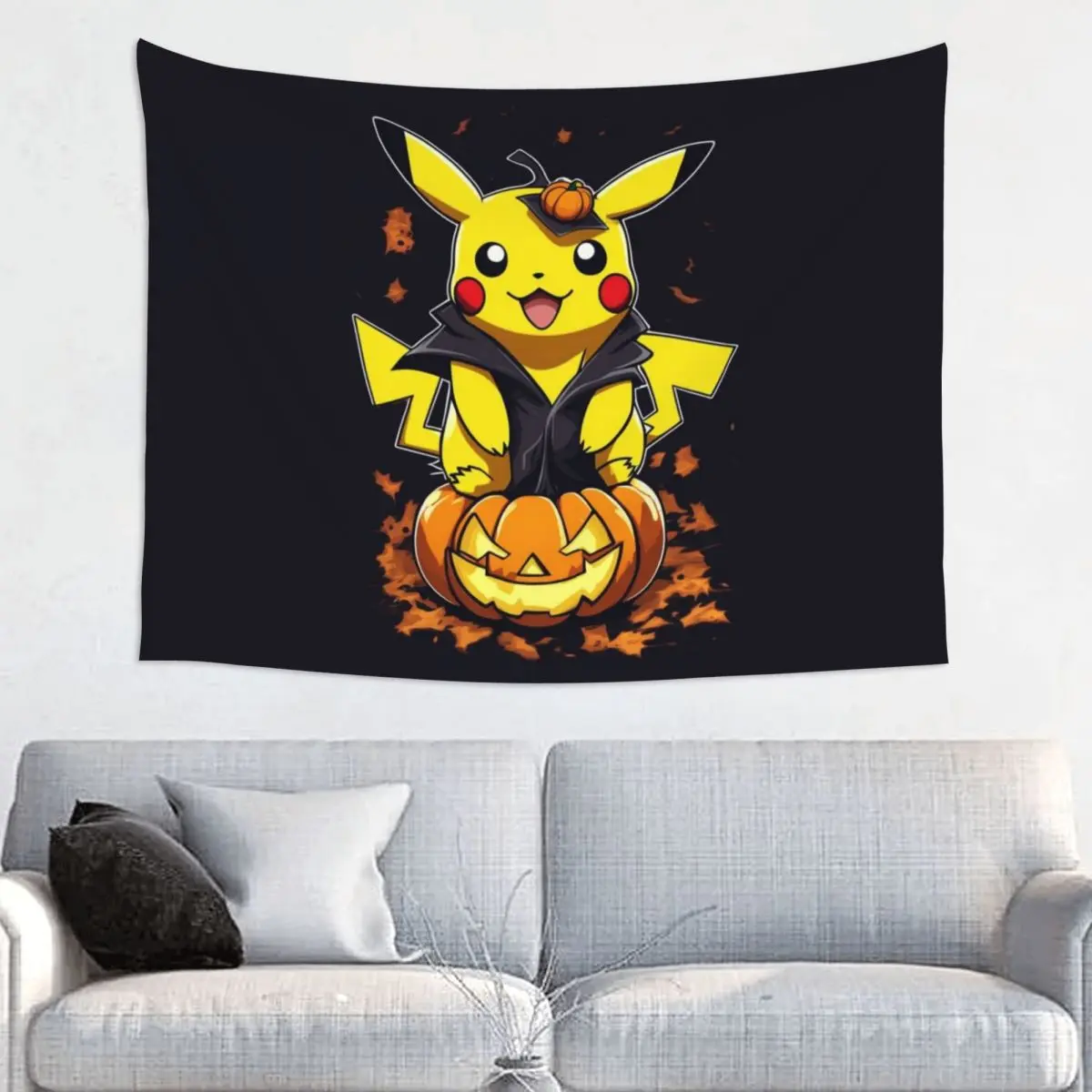 Custom P-Pikachus Halloween Pumpkin Tapestries for Table Cloth Hippie Wall Hanging Tapestry Home Decoration