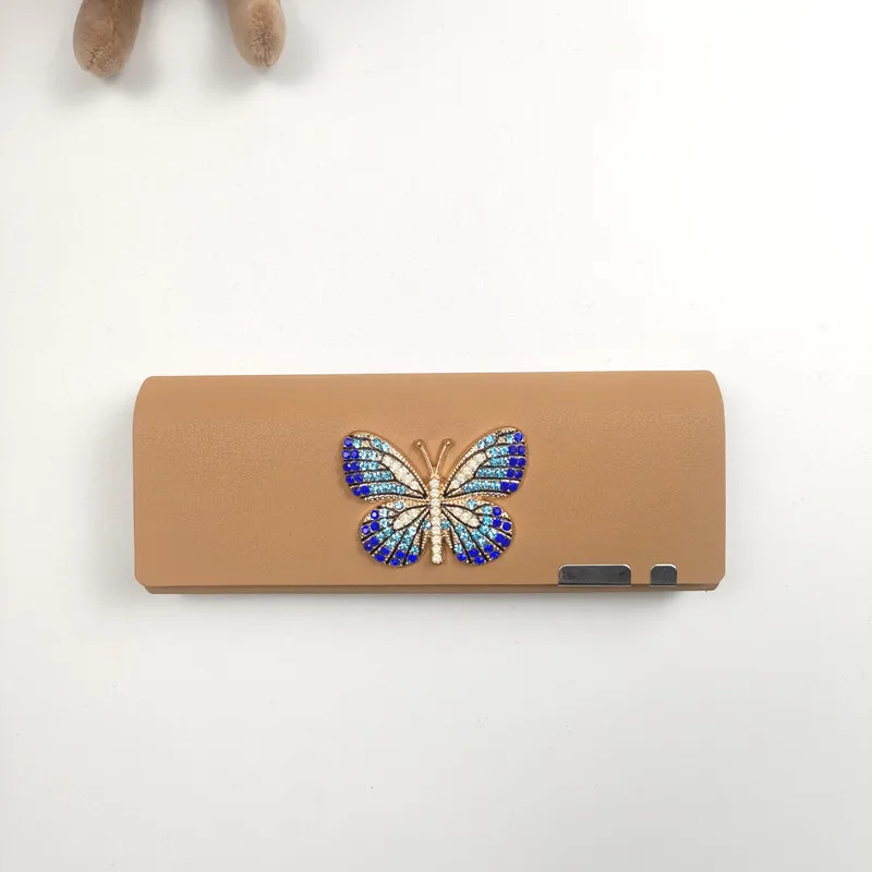الماس مرصع فراشة نظارات صندوق المحمولة المضادة للإجهاد بولي Sunglasses حافظة نظارات صندوق تخزين نظارات اكسسوارات النساء