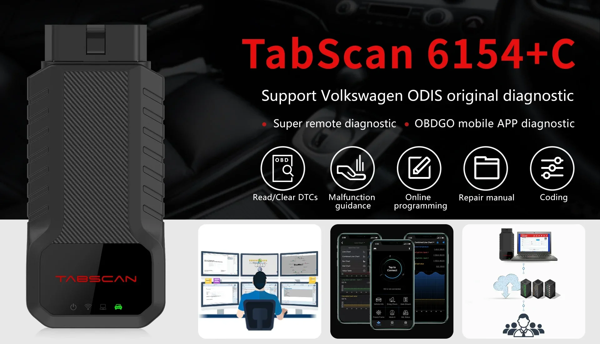 Best quality Tabscan Eucleia 6154C OBD2 Diagnostic Tool for VW Support ECU Coding J2534 PDU DOIP Protocols Replace of SVCI 6154A