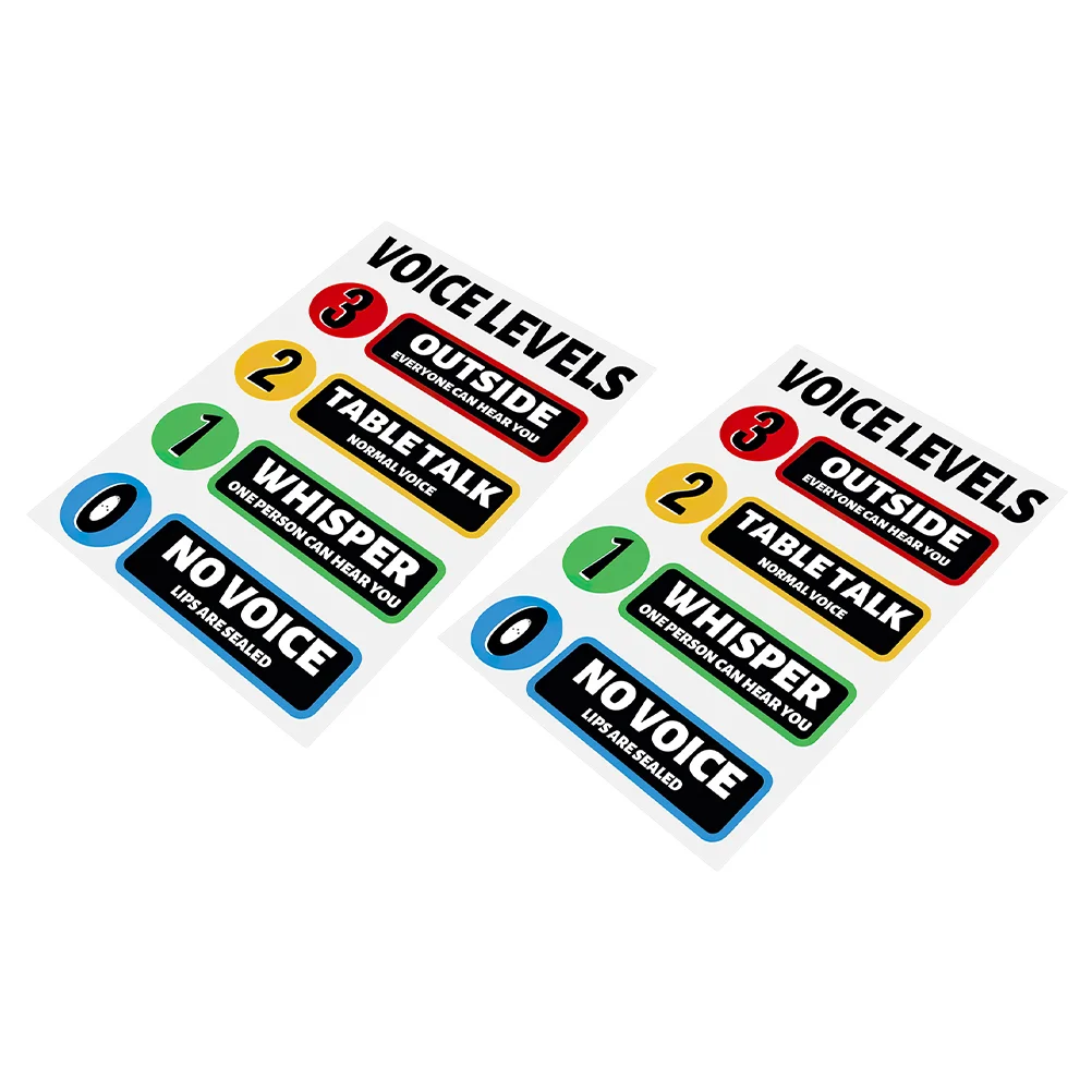 2 Sets Sound Logo Sticker Noise Level Lights Classroom Signs Voice Chart Rules DECOR Waterproof Wall School Decal