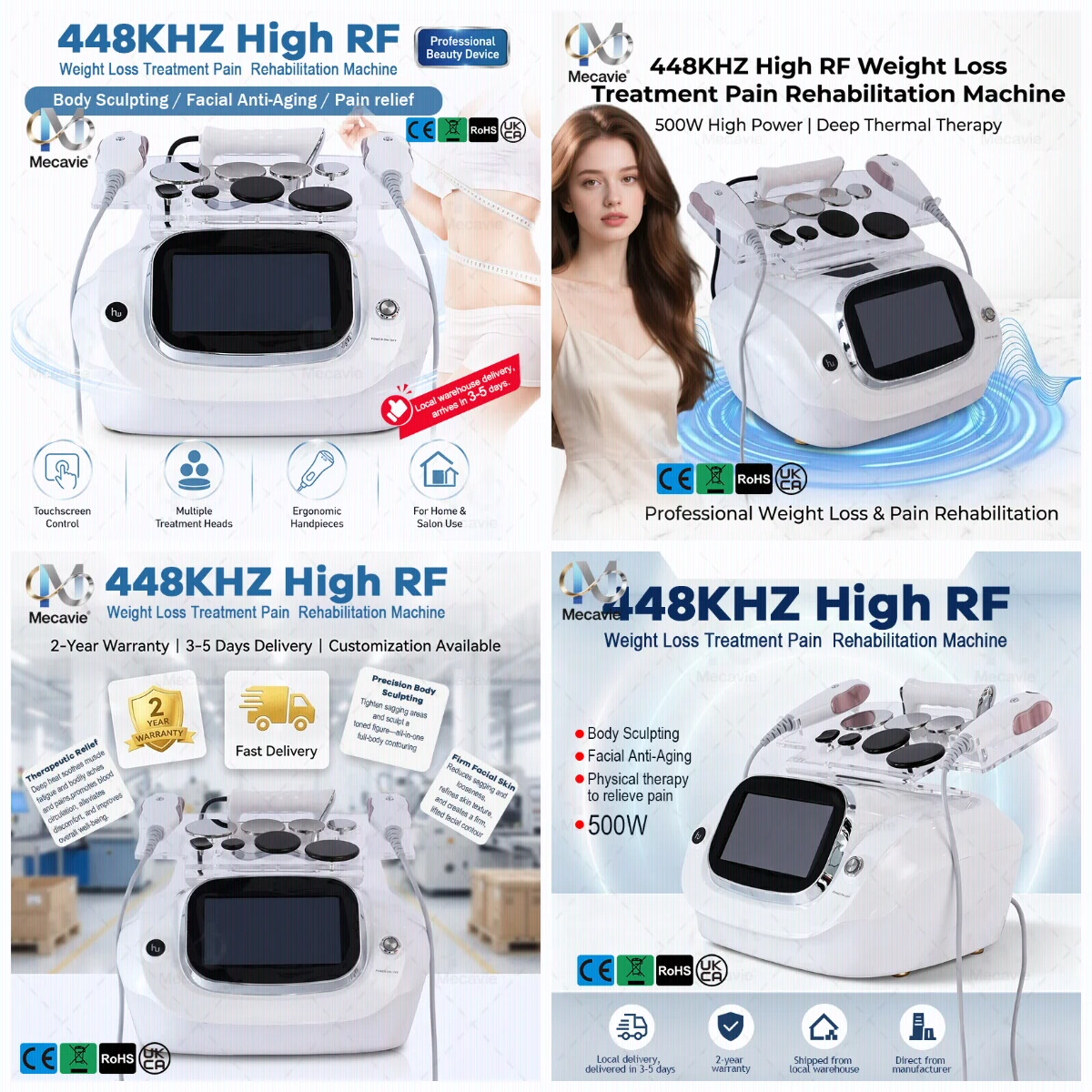 Аппарат Proionic RF Fever Master 448 кГц с несколькими насадками, для омоложения лица, уменьшения целлюлита, физиотерапии тела, косметологическое оборудование