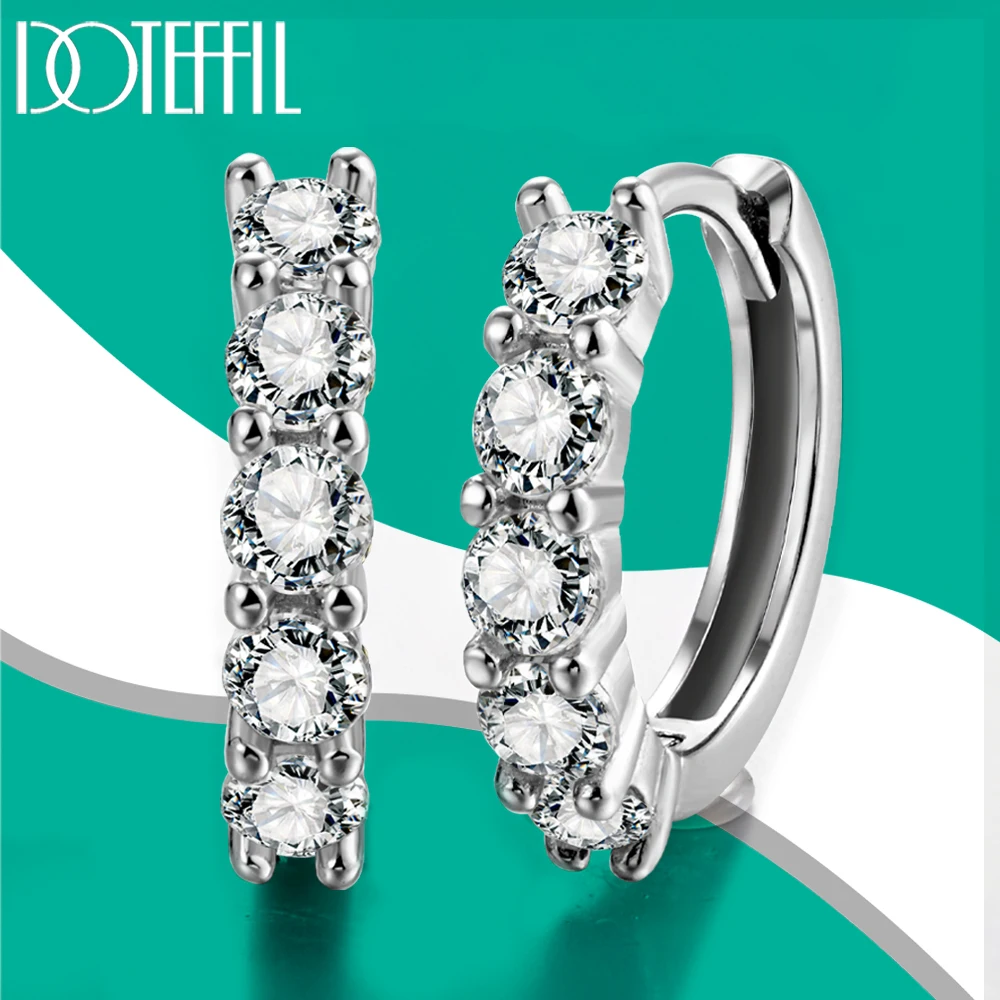 DOTEFFIL-pendientes de aro de moissanita para mujer, Color D, 1CT, 3mm, Plata de Ley 925, joyería fina brillante con GRA