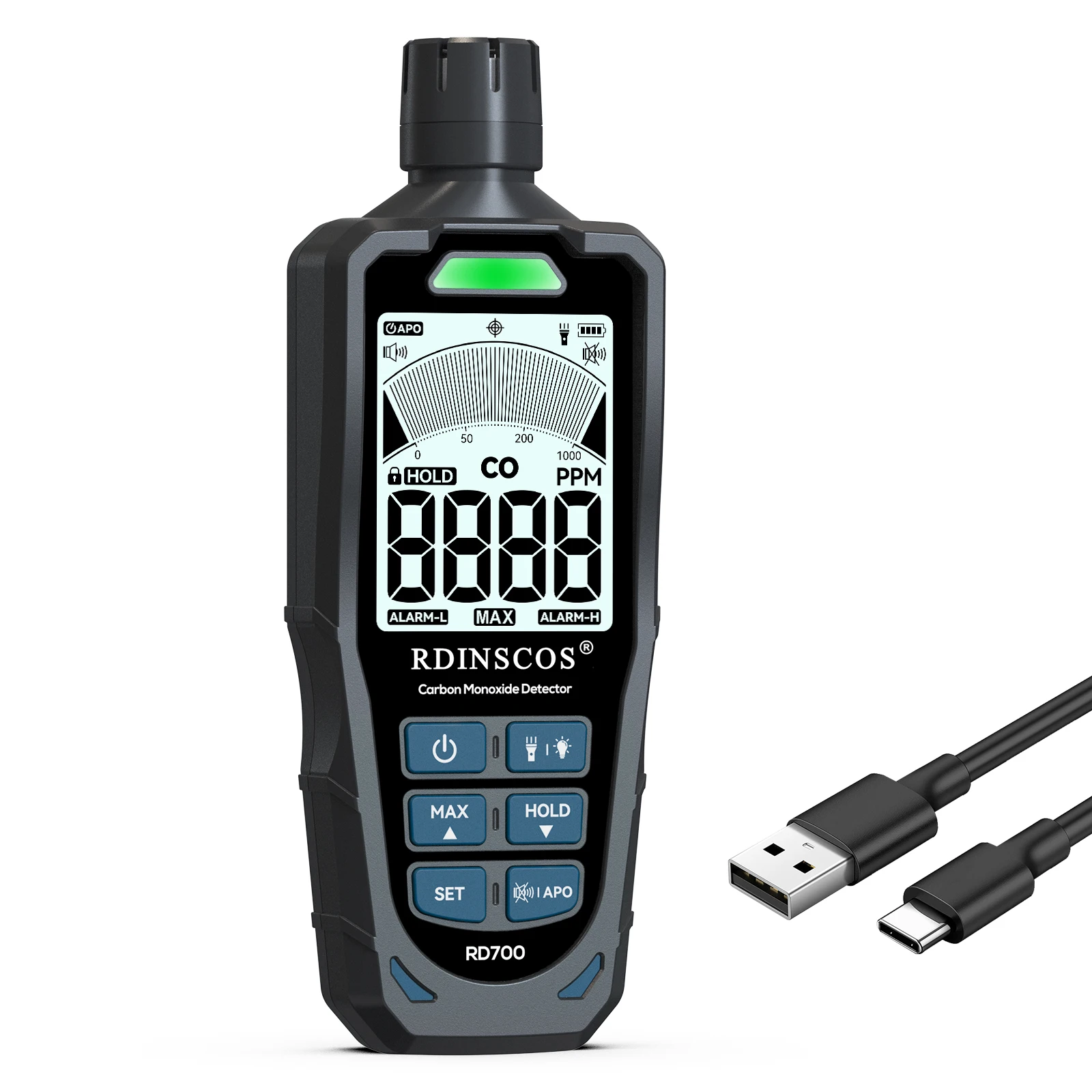 

Gas Detector 0-1000ppm for Safety Monitoring CO Meter Carbon Monoxide Detector