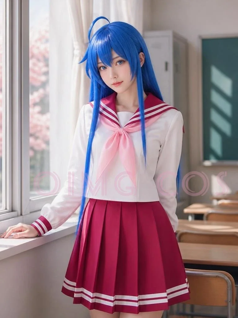 Lucky Star Mikami Kyou JK Uniform Cosplay-Kostüm, Erwachsenen-Halloween-Karnevalsmantel für Comic-Con-Cos-Events