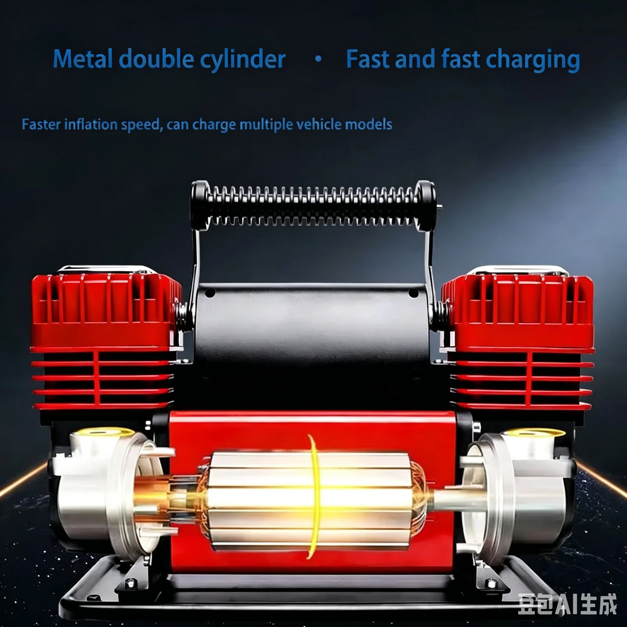 Tire Inflation Pump 12V Dual Cylinder High-pressure 780W High-power 150PSI Portable Air Compressor Tire Inflator With Adapters