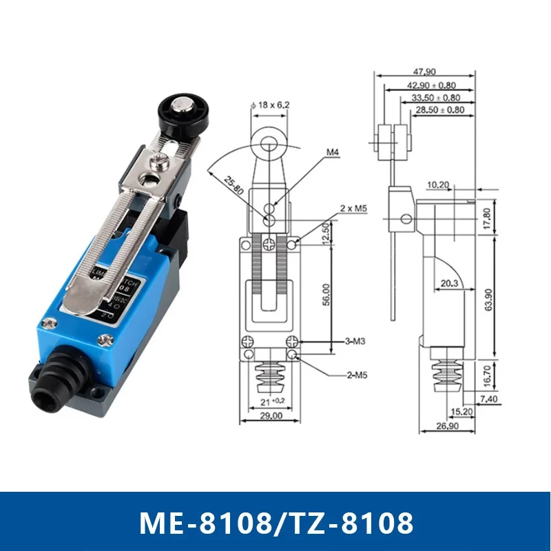 ME8104 ME8108 Limit SwitcWaterproof CNC Momentary 5A/220V Rotary Roller Lever Sealed Industrial Machine Limit Switch view 6