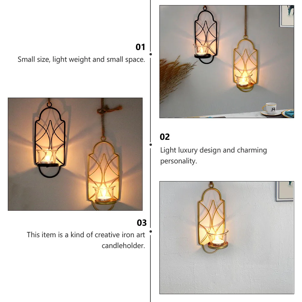 

1Pcs Wall-Mounted Candlestick Nordic Style Iron Art Candleholder Creative Hollow Out Retro Home Ornament Rust-Resistant
