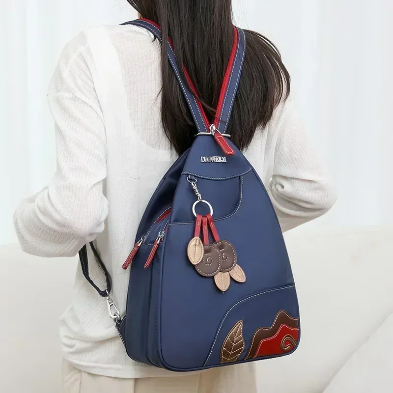 Nylon Patchwork Sewing Fashion Backpack Large Capacity Solid Color Zipper Shoulder Bag 2024 Hot Sale Bags for Women Mochila