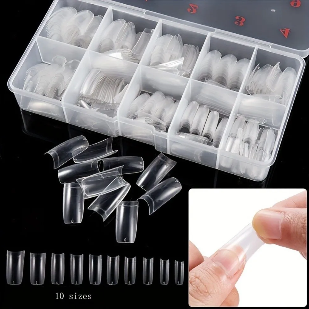 

Short Square Shaped Extension Soft Nails Droplet Shaped Natural / Clear False Nails Set Press on Nails Resilient
