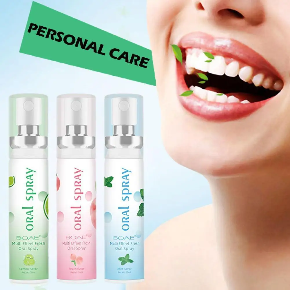 Oral Fresh Spray 20ml Mouth Freshener Fresh Breath Mouth Fruit Mint Peach Grape Flavor Persistent Portable Oral Care