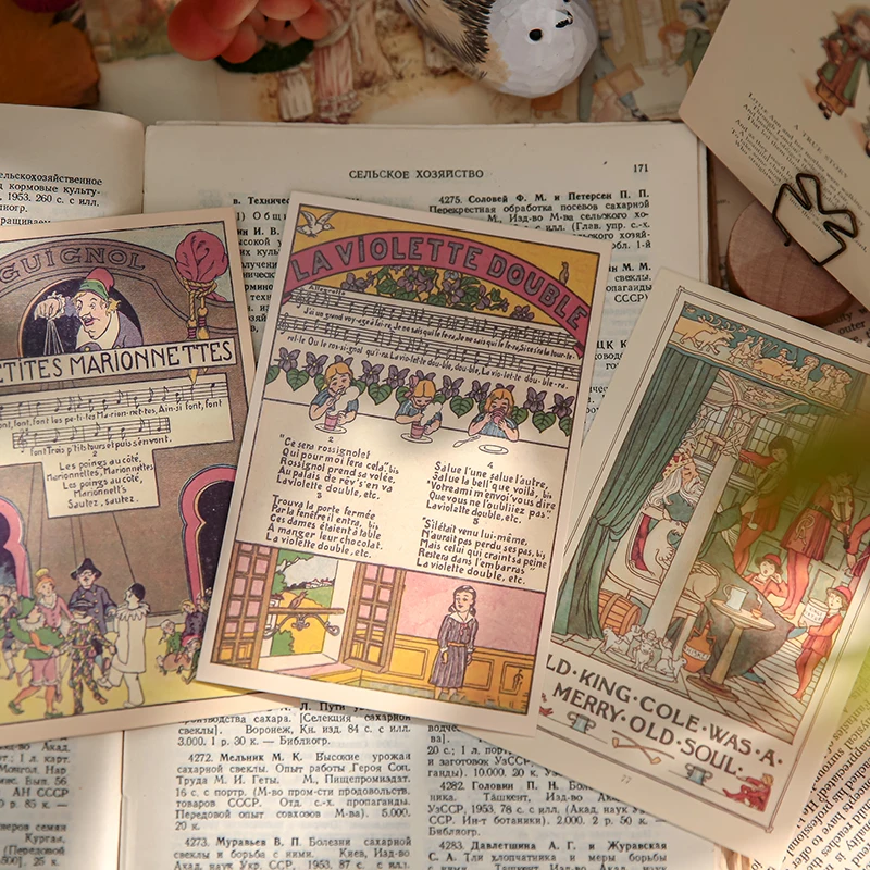 30Pcs/box Fairy Tale Book Series Boxed Postcards Retro Fairy Tale Book Style Retro Text Cartoon Travel Souvenir Message Postcard