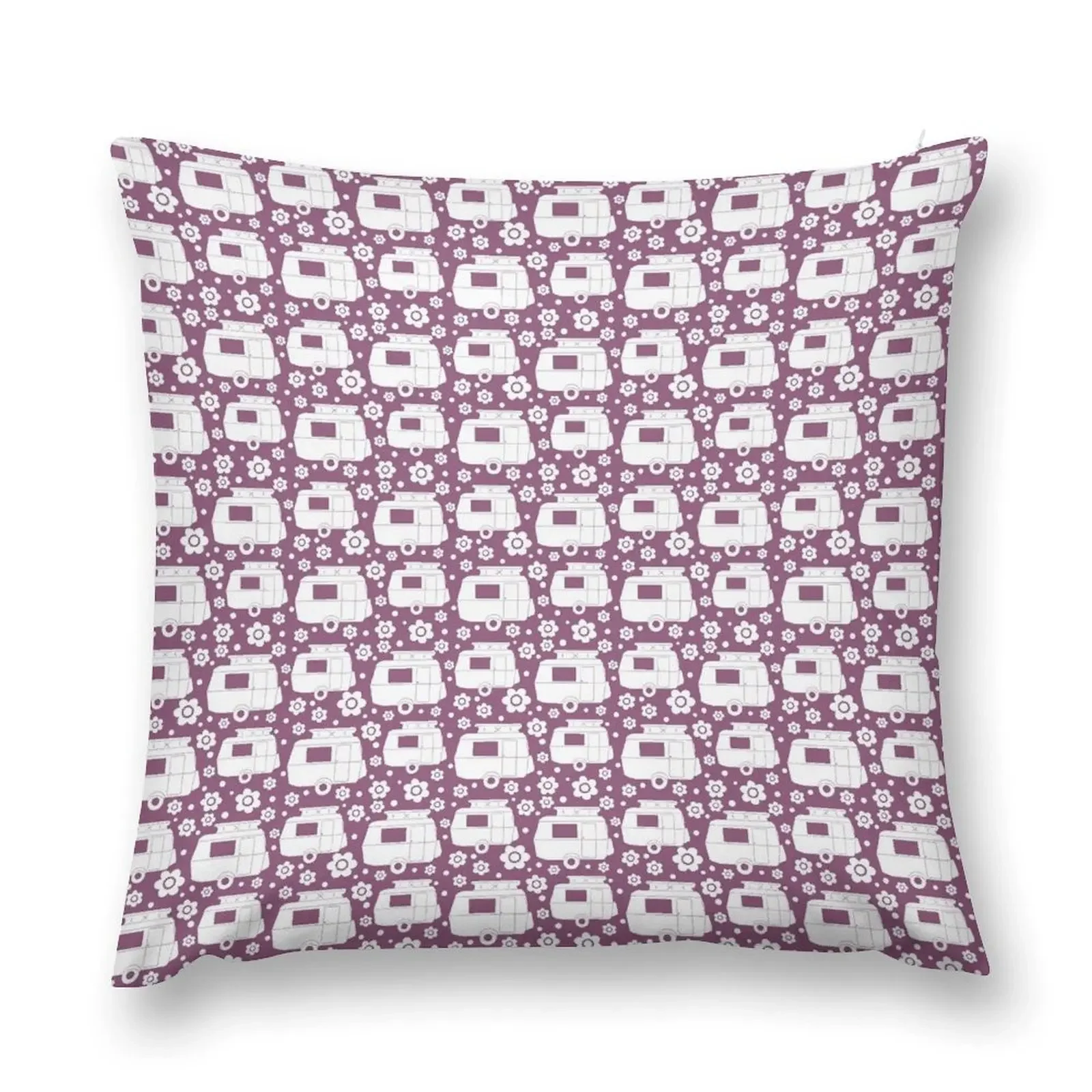 

Daisy Polka Dot Vintage Caravan Pattern in Purple and White Throw Pillow Sofa Cushion Cover New year Cushions Home Decor pillow