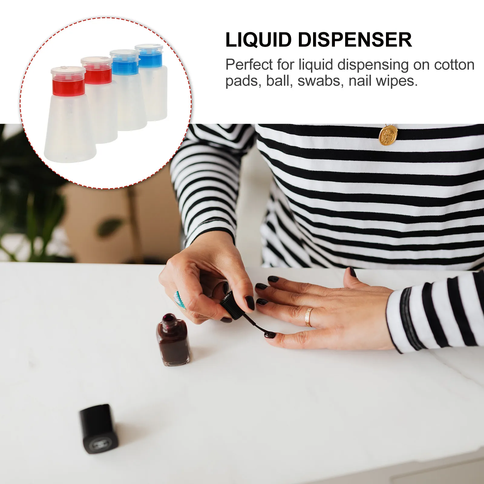 4pcs Nail Polish Remover Pump Dispenser Bottle with Lockable Cap – Plastic Storage Container for Makeup Remover & Toner