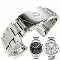 Classic Mens Silver/Black Stainless Steel Watch Band 22mm –Curved Solid Links Bracelet Fit for Tissot Quickster T116617 Sery